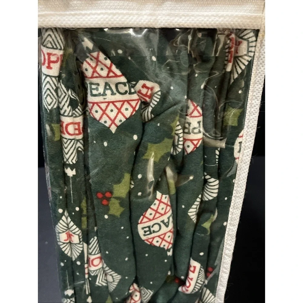 Joyland Flannel Twin/Twin XL Sheet Set Green Peace Joy Hope Christmas New
